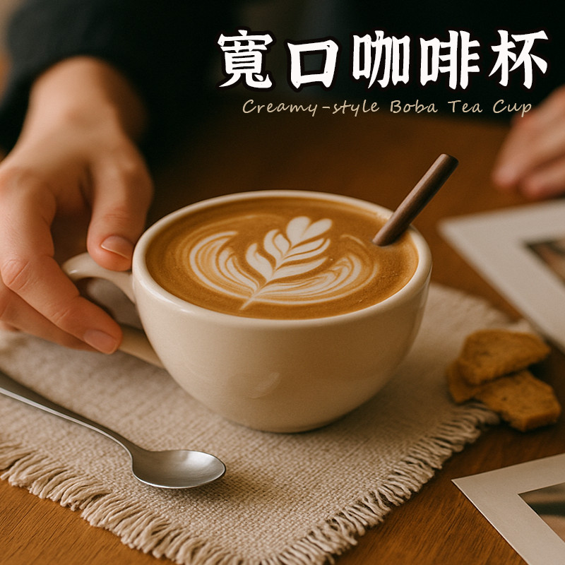 【奶油風 寬口馬克杯】 咖啡杯 奶油風杯子 胖胖馬克杯 麥片杯 晨間咖啡杯 圓弧咖啡杯 牛奶杯 陶瓷馬克杯 水杯