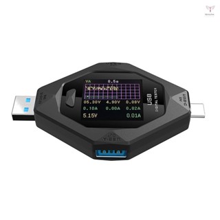 適用於 Type-C 和 USB 裝置的數字 USB-C 功率計多功能電壓電流功率計手機充電檢測器