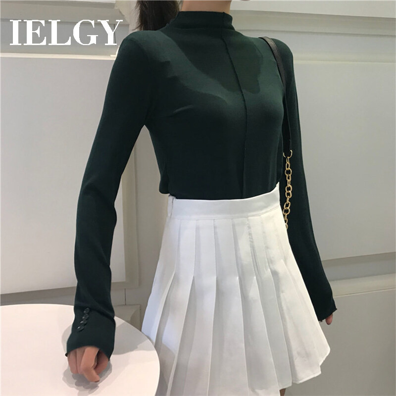 IELGY a字裙女高腰半身裙百褶裙迷你裙
