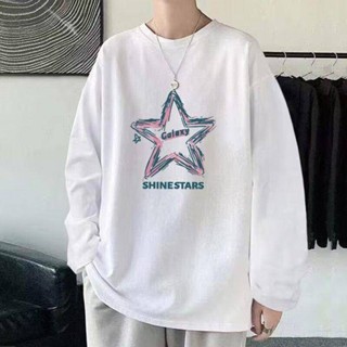 NANS 臺灣現貨 長袖 T恤 美式長袖t恤男潮牌秋季新款ins寬松休閒情侶打底內搭圓領上衣