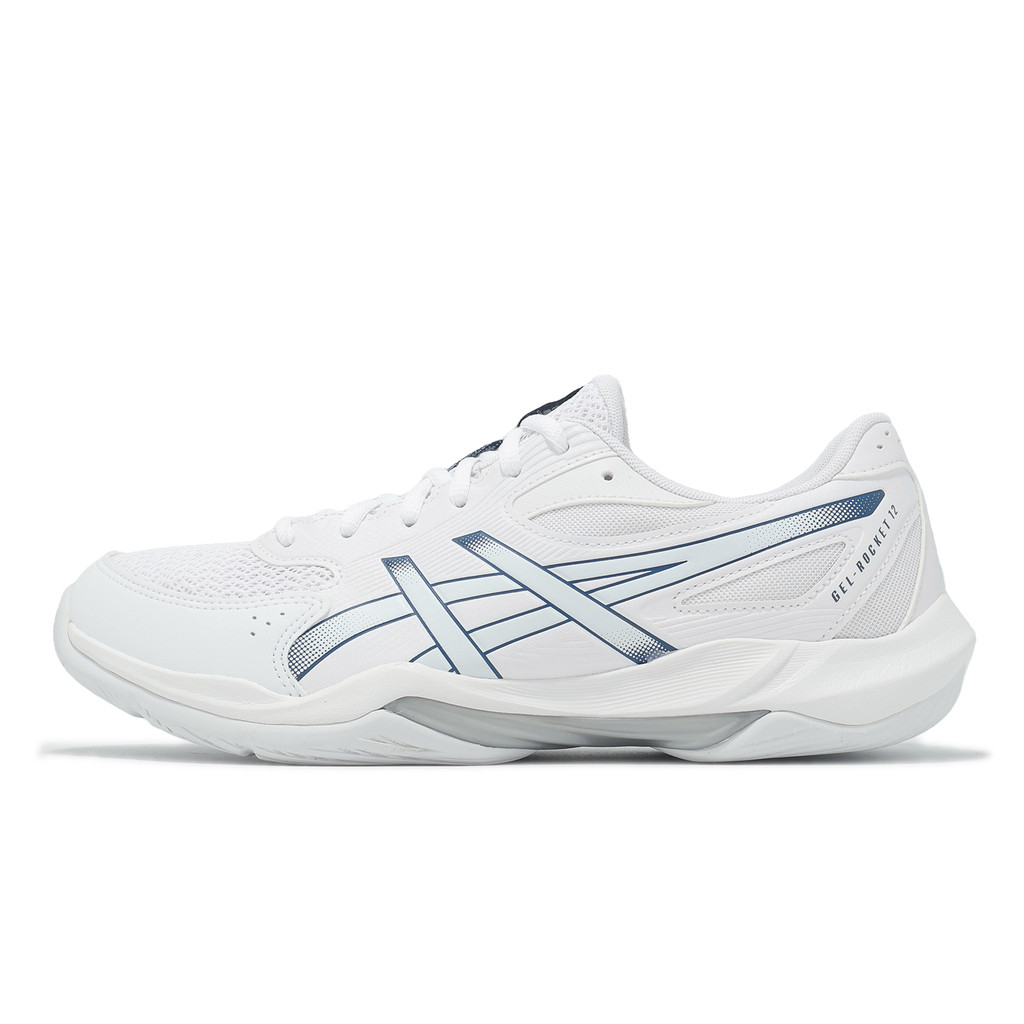 Asics 排球鞋 GEL-Rocket 12 2E 寬楦 男女鞋 白 藍 亞瑟士 [ACS] 1073A087100