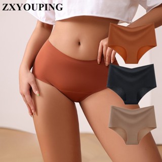 Zxyouping 1/3PCS 高腰內褲女士冰絲無縫內褲加大碼內衣 S-3XL