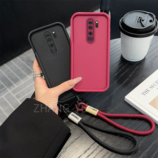 Redmi 9 Note 8 Pro手機殼字母手繩防摔簡約純色矽膠保護套手機殼