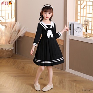 【秋季新品】秋季洋裝 女童洋裝學院風女童洋裝秋裝新款JK網紅海軍領公主裙中大童洋氣長袖裙子 兒童洋裝 女童衣服 女大童ぃ