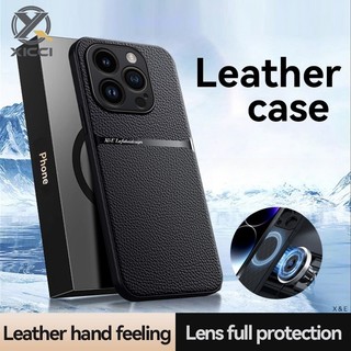 XICCI 皮革後蓋適用於 IPhone 16/16 Plus/16 Pro/16 ProMax 矽膠車載支架防震手機殼