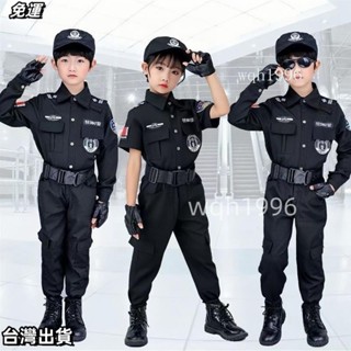 現+出 萬聖節服裝 萬聖節造型服飾 兒童cosplay演出服錶演服裝 兒童特警服警察服裝特種兵玩具警官服小特警角色扮演