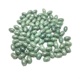 宏雲Hongyun-jf-(10pcs)- 緬甸玉翡翠a貨大孔長珠玉石油豆種路路通米珠編織配件小飾品材料