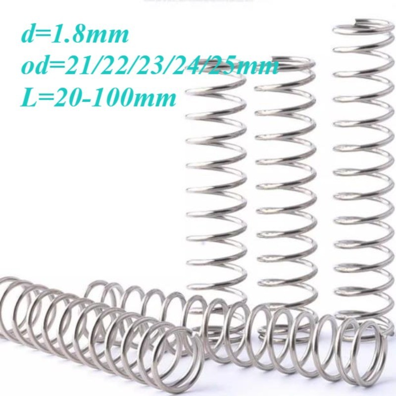 Sus304不銹鋼彈簧線徑1.8mm,外徑21-25mm,長度20-100mm,高強度,回位彈簧