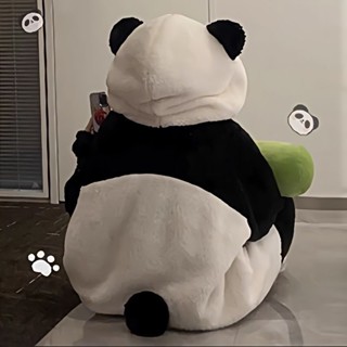 睡衣冬天 絨睡衣 冬天睡衣 法蘭絨睡衣 厚睡衣卡通可愛熊貓連帽珊瑚絨睡衣女冬季加絨加厚長款睡袍套裝家居服女