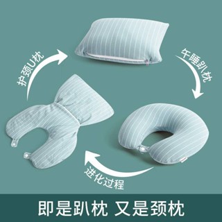 二合一泡沫粒子護頸枕u型枕頭 辦公室午睡枕戶外旅行抱枕兩用枕