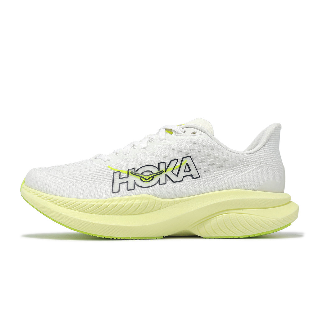 Hoka 競速跑鞋 Mach 6 女鞋 白 螢光黃 訓練 輕量 路跑 運動鞋 [ACS] 1147810WNH
