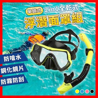 浮潛面罩 潛水面罩 全乾式 潛水鏡 呼吸管 蛙鏡 面鏡 泳鏡 浮潛鏡 浮潛三寶 潛水面罩 浮潛面鏡組