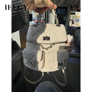ielgy 韓版菱格鏈條後揹包 休閒多口袋揹包小眾少女通勤包