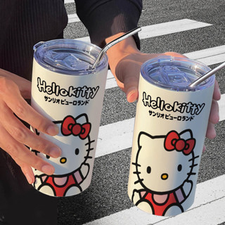 Hello Kitty 不銹鋼保溫杯水杯帶吸管辦公咖啡杯
