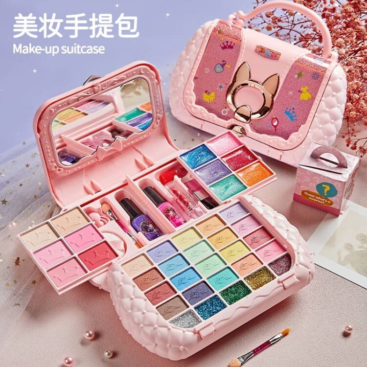 【台灣出貨 】兒童化妝品 兒童指甲油 化妝品兒童 無毒女孩彩妝盒兒童彩妝 兒童化妝台 兒童化妝箱 女孩玩具 兒童禮物