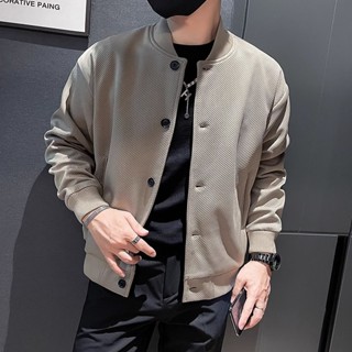 棒球服外套男 防風保暖外套男 韓版修身外套男 春秋休閒外套男 工裝夾克男士秋裝上衣男裝簡約純色外套男