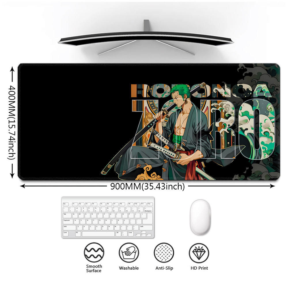 滑鼠墊 航海王 羅羅亞 索隆客製化辦公桌墊 防水止滑鎖邊滑鼠墊加大 遊戲 辦公桌墊 電競 桌墊