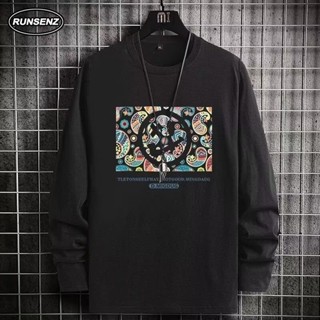 M-8XL 韓版潮流秋季長袖男裝 大尺碼T恤男 休閒寬鬆圓領落肩上衣 長t 男生衣服 內搭打底衫 加肥加大尺碼