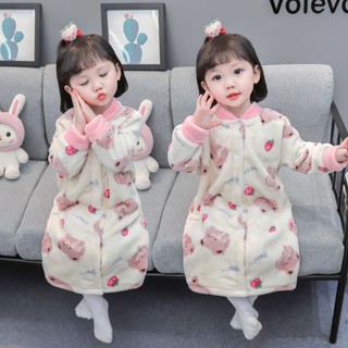 兒童睡裙女秋冬珊瑚絨女童法蘭絨連身睡衣冬加厚兒童寶寶睡袍公主