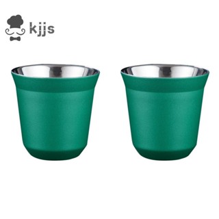 2x 80 毫升雙層不銹鋼濃縮咖啡杯絕緣,適用於 Nespresso Pixie 咖啡杯膠囊形咖啡杯,B
