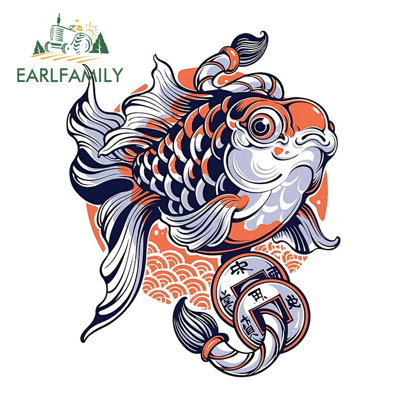 EARLFAMILY 13cm日本肥魚車貼防水創意窗戶電動自行車衝浪板乙烯基貼花個性車用品