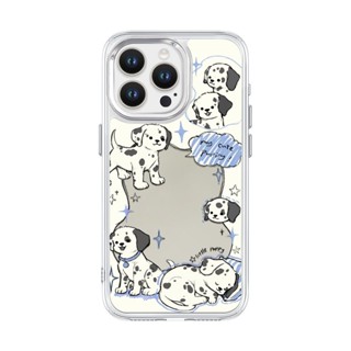 適用於iPhone15蘋果16Promax鏡面手機殼15plus網紅斑點狗13/12Pro可愛薩摩耶11Promax補妝
