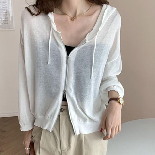 M-4XL 大尺碼上衣 大碼女裝 雙拉鏈上衣 連帽 300寬松雙拉鏈冰絲開衫遮陽薄款防曬衣女夏季防紫外線空調衫