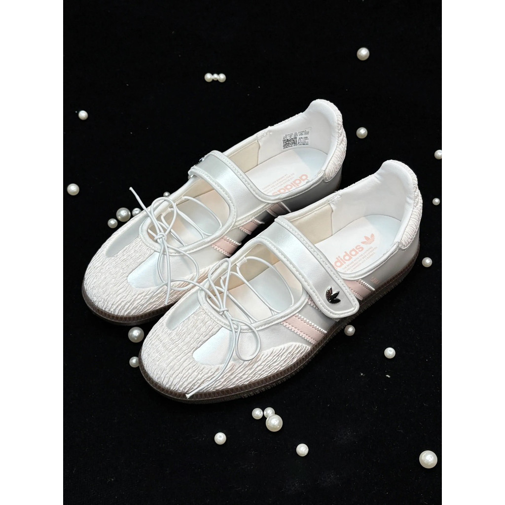 -EJ-現貨 ADIDAS SAMBA JANE 柔粉珠光銀 淡粉 灰銀 奶油白 瑪莉珍鞋 涼鞋 JR4482