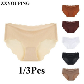 Zxyouping 1/3 件女式內褲內衣冰絲無縫內褲套裝隱形柔軟 S-XL