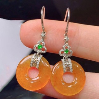 【✨好物上新✨】冰種黃翡甜甜圈耳墜 S925純銀鑲嵌伴鑽落落大方貴氣襲人中國風ins
