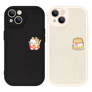 M記凱蒂貓漢堡薯條情侶手機殼適用iphone15蘋果14promax可愛13本命年11小米14華為mate60全包viv