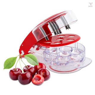 Cherry Pitter Tool Pit Remover 推拉式六孔便攜式櫻桃去核器帶鎖設計快速釋放廚房小工具廚房蛋