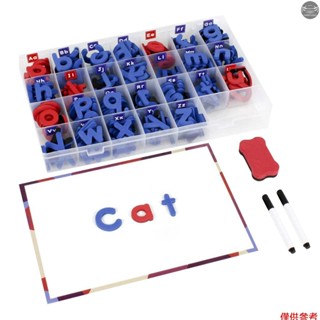 磁性字母套件字母磁鐵玩具 238 件 ABC 泡沫大號雙面磁鐵板筆板橡皮擦和儲物盒冰箱磁鐵適用於學齡前兒童幼兒學習拼寫