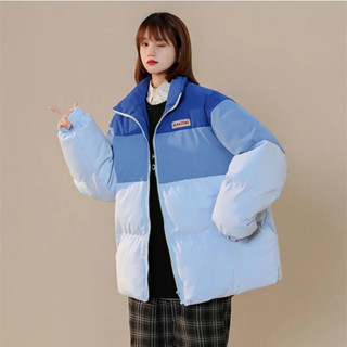 愛依依 風衣外套 防風外套 風衣棉衣外套 保暖 麵包服 S-2XL新款復古撞色立領外套女男ins潮牌BF情侶-1214.