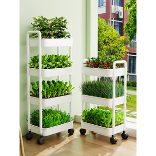 陽臺移動花架 綠植栽培室內多層種菜架 多肉專用架子 種植小推車置物架 簡約多層多肉花架