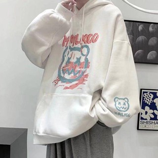 NANS 臺灣現貨 連帽外套 連帽衛衣男潮牌ins小惡魔印花春秋款長袖套頭寬鬆潮流百搭上衣服