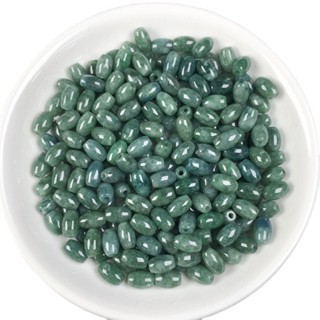 宏雲Hongyun-jf-(10pcs)- 翡翠豆青料A貨大孔長珠小號6x9mm散珠玉器手工編項鍊手串配件批發