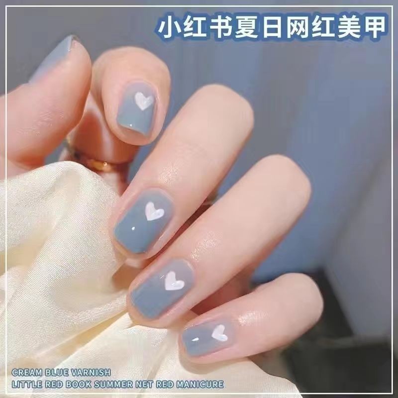 美妝保養 美甲 指甲油 指甲油學生可撕免烤新款持久不掉色ins風顯白奶油藍美甲油全套裝