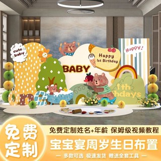 【可定製 可加急】kt板生日派對裝飾場景佈置兒童氣球背景板男女寶寶週歲背景牆定製