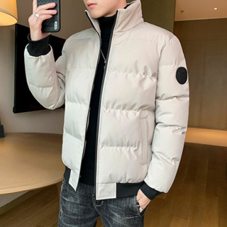 男士棉服韓版素色百搭加厚刷毛情侶中性男女保暖羽絨棉衣ins港風立領棉襖防風保暖麵包服外套男上衣
