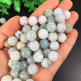 宏雲Hongyun-jf-(5pcs)- 緬甸天然翡翠A貨10mm南瓜珠項鍊散珠子手鍊玉石玉器工藝品玉飾品