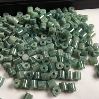 宏雲Hongyun-jf-(5pcs)- 天然A貨翡翠豆青俄料小桶珠配件diy手工散珠手鍊項鍊配珠材料配飾