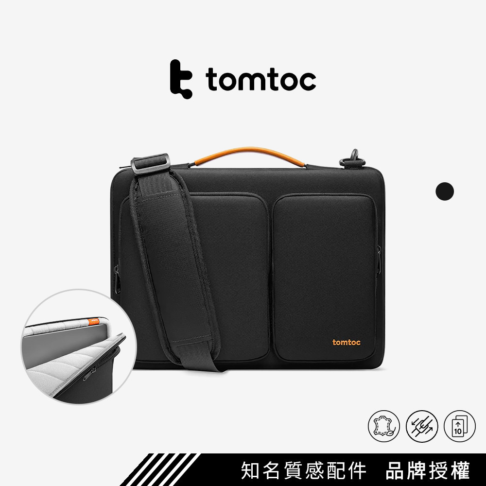 Tomtoc｜美式簡約肩背包( 黑色 ) 電腦包 筆電包 斜背包 單肩包 防潑水 提把設計 可調式肩背帶