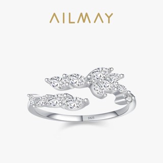 Ailmay 925 純銀簡單葉子形狀手指戒指女士高階珠寶