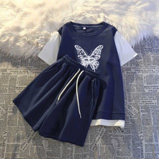 衣時尚 套裝 短袖T卹 上衣 短褲 闊腿褲S-2XL 新款一整套穿搭慵懶短袖短褲兩件套-5192.