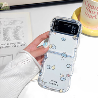 可愛雲朵 SAMSUNG OPPO三星 Galaxy Z Flip3 Z Flip4 5折疊手機殼 透明軟殼防摔折疊