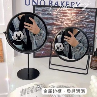 [C0823]宿捨桌麵臺式旋轉公主梳妝鏡家用圓形金屬化妝鏡家用梳妝鏡宿捨女學生桌麵鏡簡約便攜鏡子