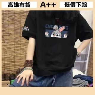 [A+優選]高雄出貨 大尺碼女裝韓系上衣 t恤女 兔子上衣 夏天女裝 短袖女 卡通上衣 寬鬆上衣 顯瘦上衣 潮t 圓領上