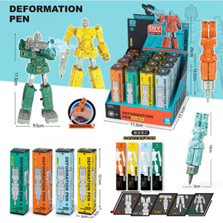 TRANSFORMERS 2 合 1 變形機器人筆變形金剛玩具筆可動人偶圓珠筆兒童學生文具