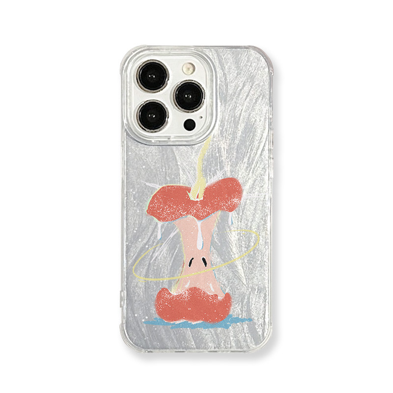 卡通紅蘋果蠟燭適用iPhone16promax手機殼15pro保護軟11羽紗xr可愛12mini簡約創意13promax